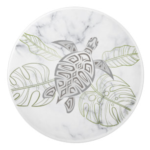 Grått Sea Turtle Tropical Marble Coastal Knopp