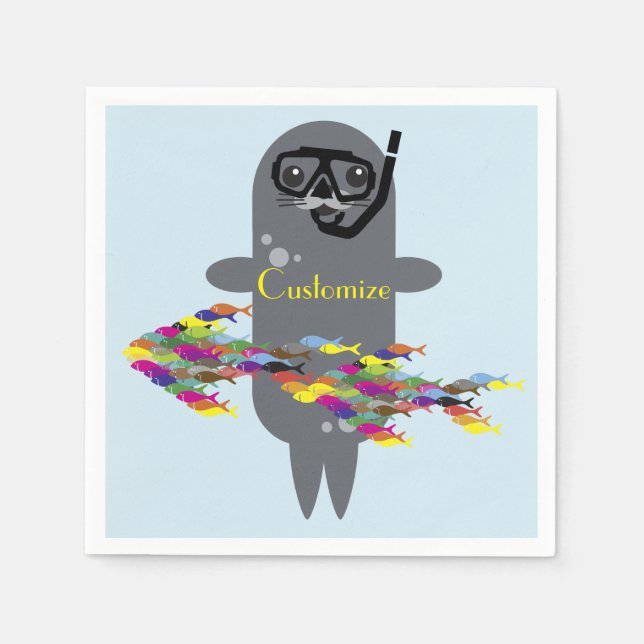 Grått Seal Thunder_Cove Pappersservett (Framsidan)