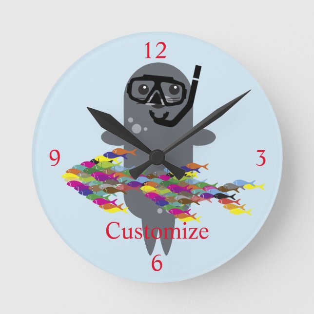 Grått Seal Thunder_Cove Rund Klocka (Framsida)