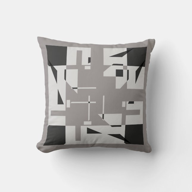 Grått Shades Black 4 Corner Small Shapes labyrint Kudde (Framsida)