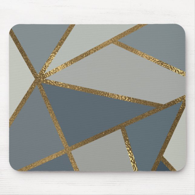 Grått Shades & Guld Bronze Geometric Chic Mouse Pa Musmatta (Framsidan)