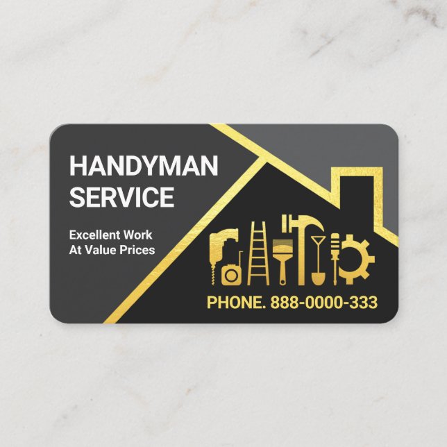 Grått Shades Guld Roofing Gräns Visitkort (Framsida)