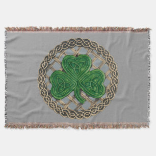Grått Shamrock on keltic Knott Throw Blanket Filt