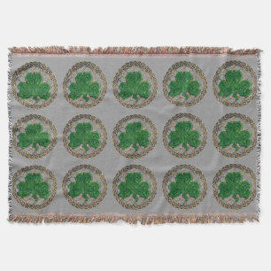 Grått Shamrock on keltic Knott Throw Blanket Mysfilt