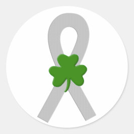 Grått Shamrock Ribbon Runt Klistermärke