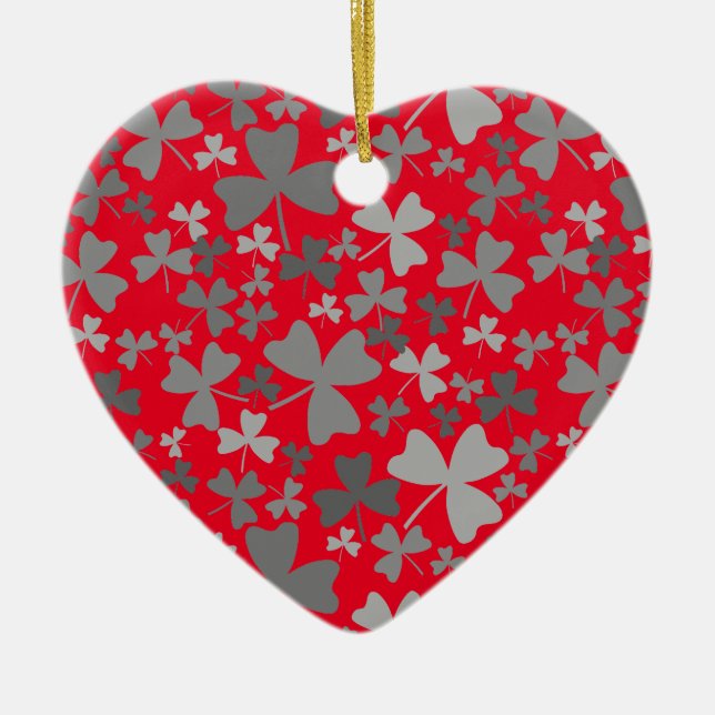 Grått Shamrocks Julgransprydnad Keramik (Framsidan)