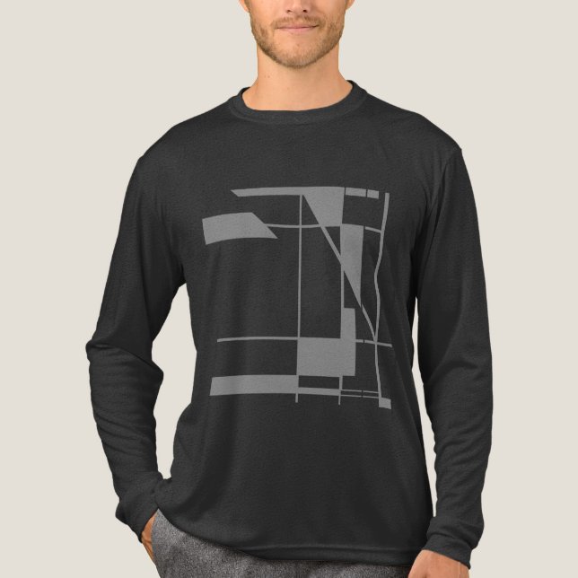 Grått Shapes Linjer MCM-inspirerad geometrisk Abst T Shirt (Framsida)