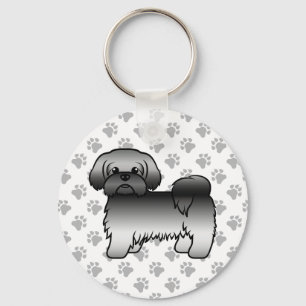 Grått Shih Tzu Cute Tecknad hund Illustration Nyckelring