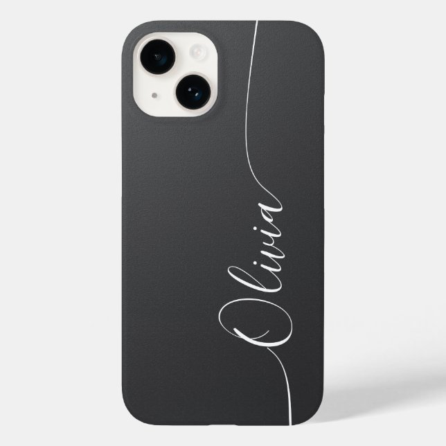 Grått Shimmer Elegant Calligraphy-skript Namn (Baksida)
