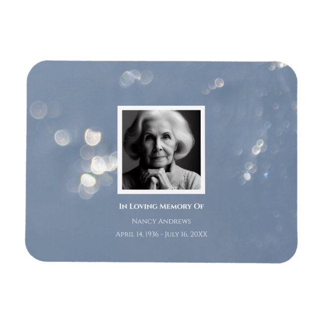 Grått Shimmer Funeral Memorial Bereavement Magnet (Horisontell)