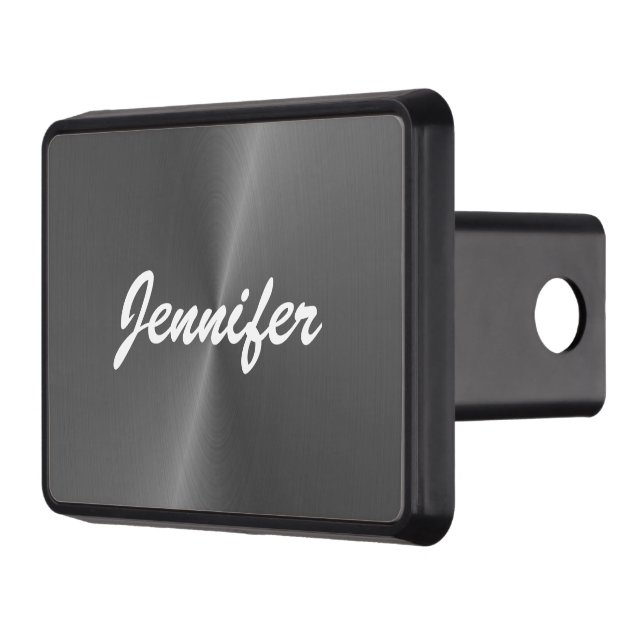 Grått shiny faux metall eget namn dragkroksskydd (Vänster)