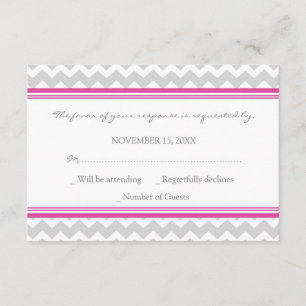Grått Shock rosa Chevron OSA Bröllop Card Kort