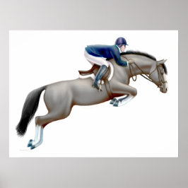 Grått Show Jumping Horse Print Poster
