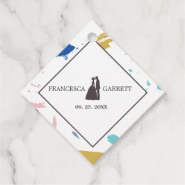 Grått Silhouette i Bride and Groom Gåvor Etiketter