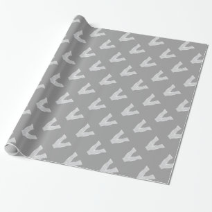 GRÅTT SILVER BREV V PRESENTPAPPER