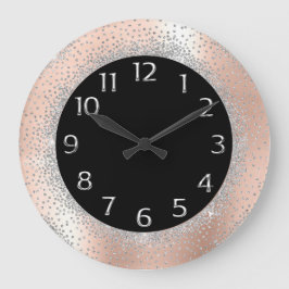 Grått Silver Crystals Black Ro Arabian Numbers Stor Klocka