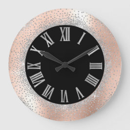 Grått Silver Crystals Black Ro Roman Numbers Stor Klocka