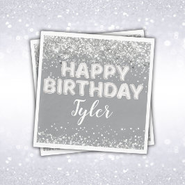 Grått Silver Födelsedagsfest Pappersservett