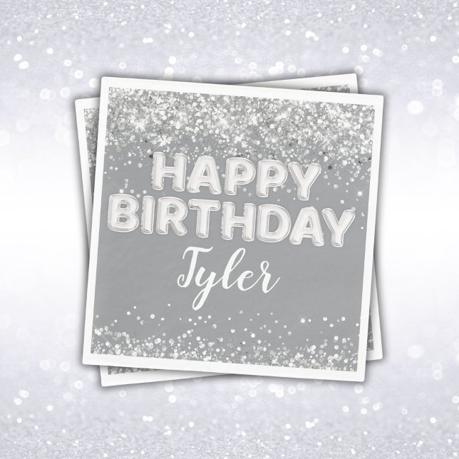 Grått Silver Födelsedagsfest Pappersservett (Skapare uppladdad)