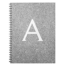 Grått Silver Foil Glitter Gnistra Monogram bärbar  Anteckningsbok