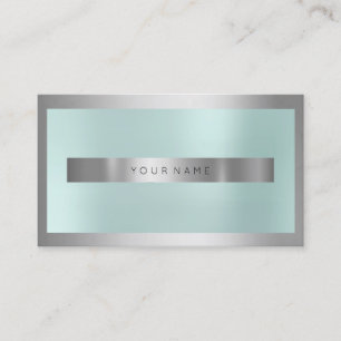 Grått Silver Glass Ram Metallic Minimal Aqua Visitkort