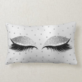 Grått Silver Glitter Öga Makeup Lash Swarovski Lumbarkudde