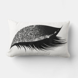 Grått Silver Glitter, sömnlöshet Makeup Öga Lash W Lumbarkudde