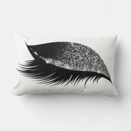 Grått Silver Glitter, sömnparen Makeup Öga Lash Hö Lumbarkudde