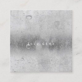 Grått Silver Grått Abstrakt Vatten Linen Bollar Fyrkantigt Visitkort
