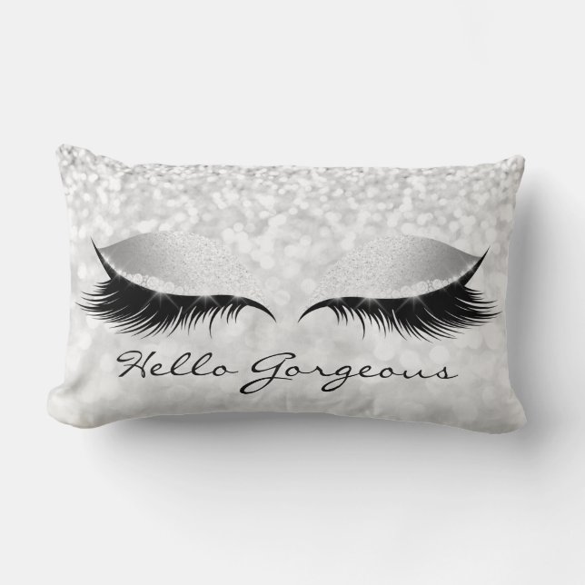 Grått Silver Grått Makeup Lash Hej Gorgous Lumbarkudde (Framsida)