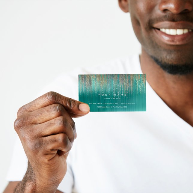 Grått Silver Guld Metallic Mint Matrix Cyber Rain Visitkort (#CyberChic #MatrixMajesty #MetallicMarvel #MintMagic #GoldGlamour #SilverSophistication #SEOShimmer )