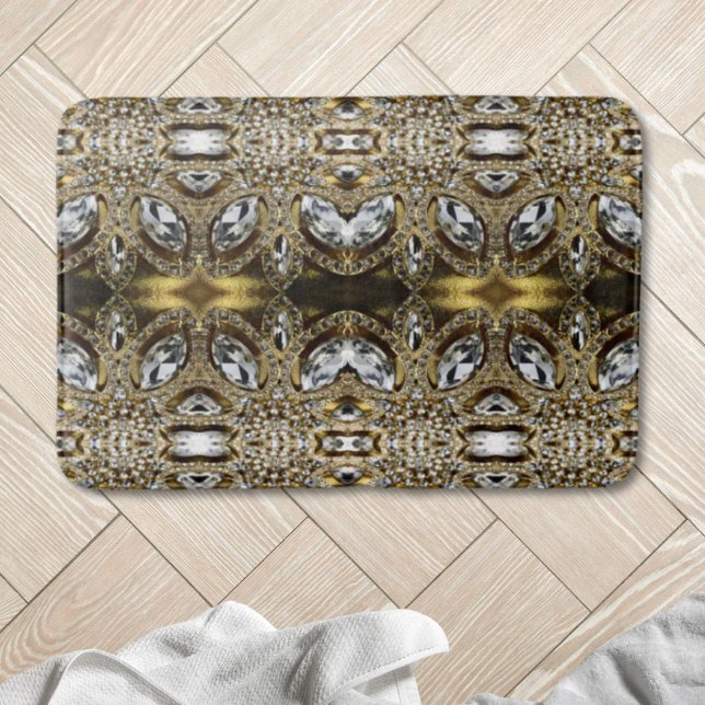grått silver guld och svartkonst deco mönster badrumsmatta (grey silver gold and black art deco pattern bath mat)