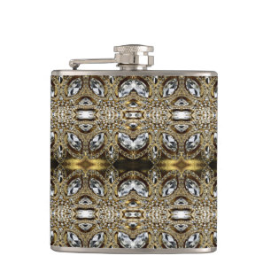 grått silver guld och svartkonst deco mönster fickplunta