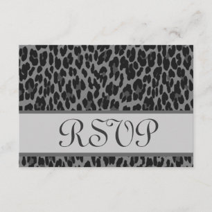 Grått Silver Leopard Skriv ut OSA Bröllop Response Kort