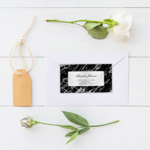 Grått Silver Marble Abstrakt Elegant Black OSA Fraktsedel
