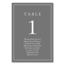 Grått Silver Modern Bordsnummer med sätesdiagram