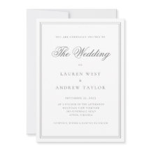 Grått Silver Modern minimalist Bröllop i Invit