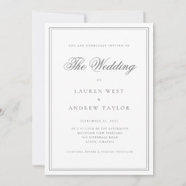 Grått Silver Modern minimalist Bröllop i Invit Inbjudningar
