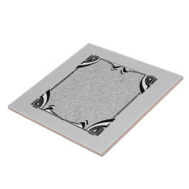 Grått/Silver och Black Stil Art Deco Ceramic Tile. Kakelplatta