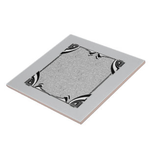 Grått/Silver och Black Stil Art Deco Ceramic Tile. Kakelplatta