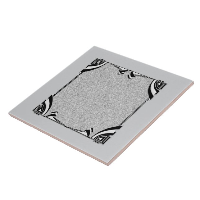 Grått/Silver och Black Stil Art Deco Ceramic Tile. Kakelplatta (Sidan)