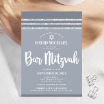 Grått Silver Pub Mitzvah Tallit Simple Modern Bold Inbjudningar<br><div class="desc">Var stolt, gladd och visa den här milstolpen av Pub Mitzvah! Skicka ut den här coolan, en unik, modern inbjudan till personligen om en händelse att komma ihåg. Fet, vit skripttypografi, David stjärna och ett mjukt grått och silver glitter-randig tallit inspirerade grafik att täcka över en enkel, ljusare mjuk grått-bakgrund....</div>