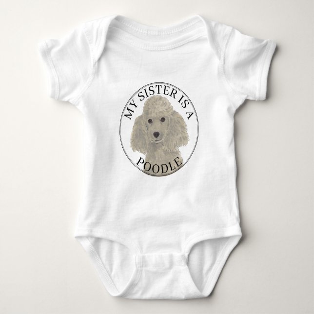 Grått Silver Pudel Hund Big Sister T Shirt (Framsida)
