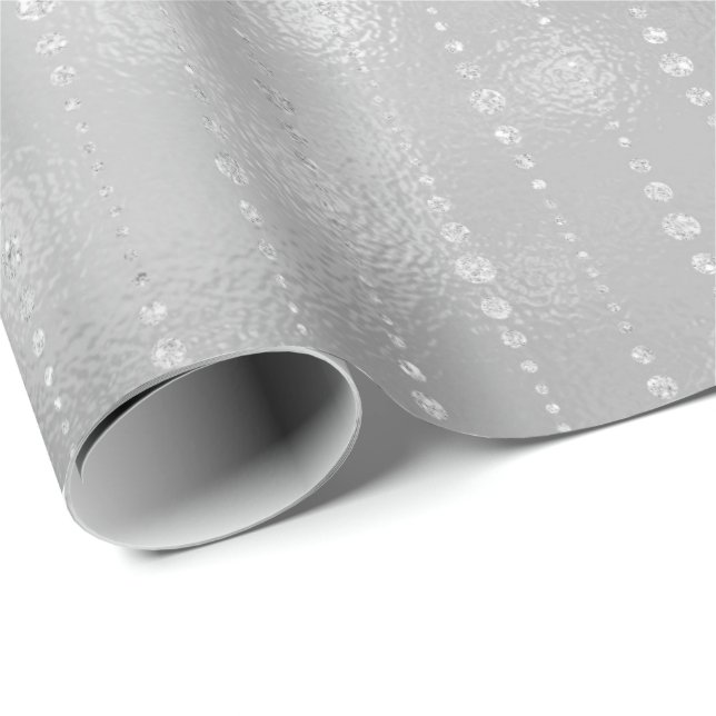 Grått Silver Rand droppar glaset Shiny Glam Presentpapper (Rullad Hörn)