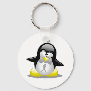 Grått/Silver Ribbon Penguin Nyckelring