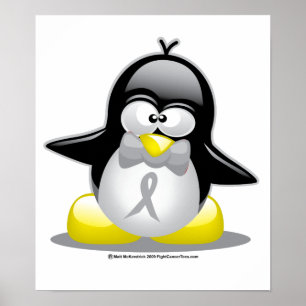 Grått/Silver Ribbon Penguin Poster