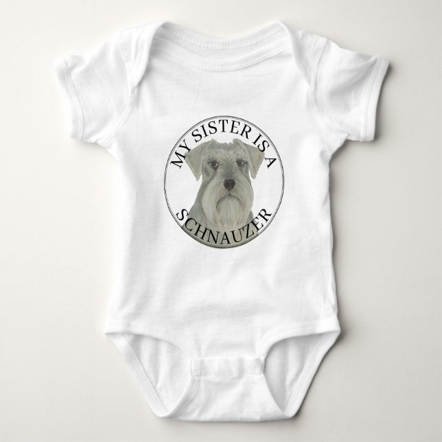 Grått Silver Schnauzer Hund Big Sister T Shirt (Framsida)