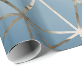 Grått Silver Triangles Diamond Blue Hexagon Geomet Presentpapper