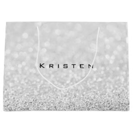 Grått Silver White Glitter Favor Gift Kristen