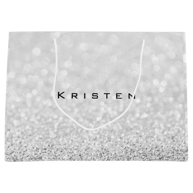 Grått Silver White Glitter Favor Gift Kristen (Framsidan)